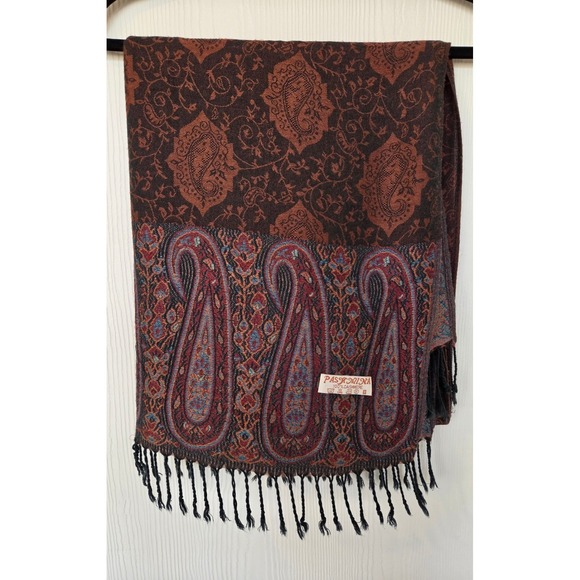 pashmina Accessories - Pashmina 100% Cashmere Paisley Scarf Shawl Old Money Quiet Luxury Academia Fall